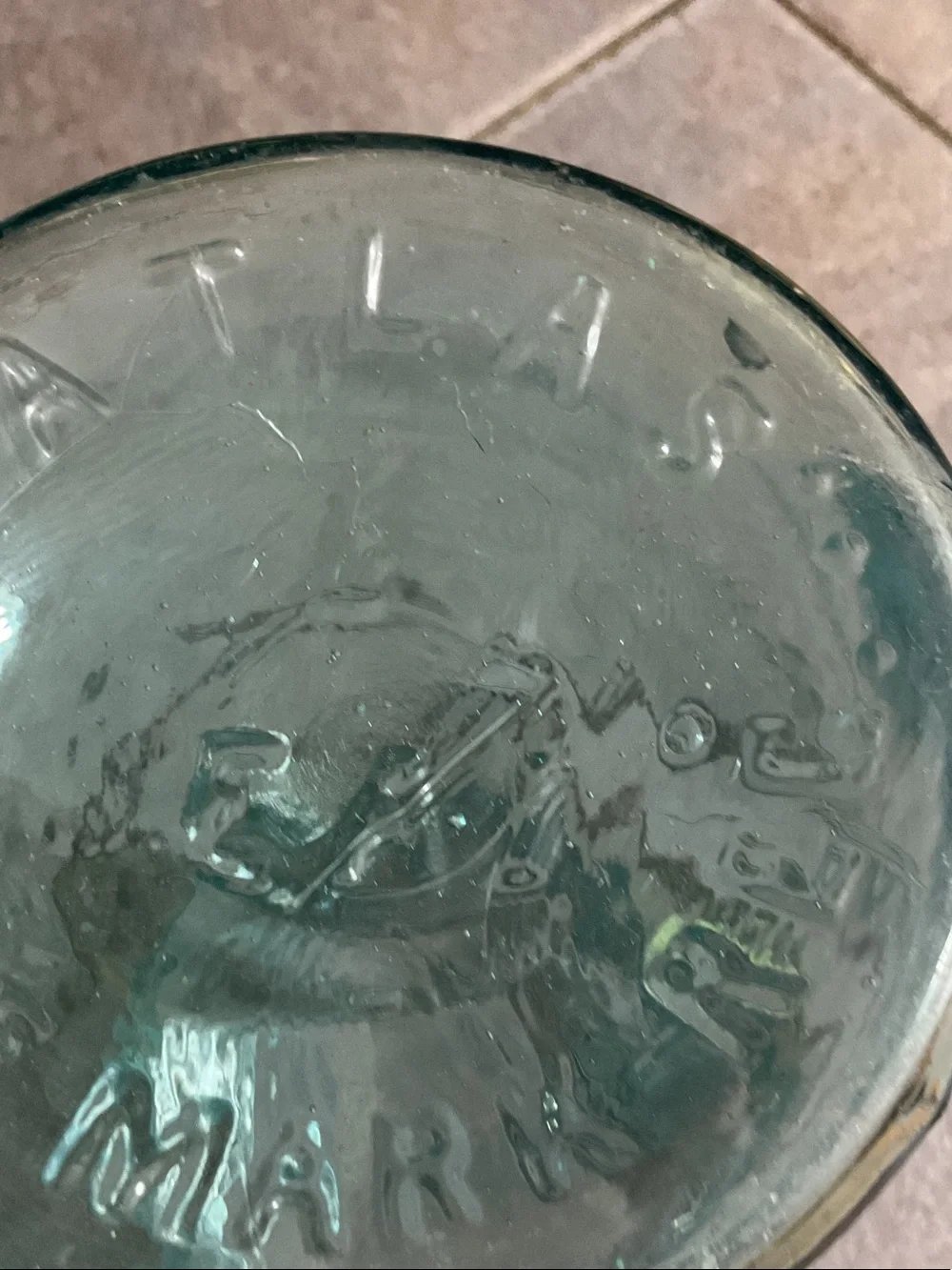 Vintage Blue Glass Storage Jar with Wire Bail Lid